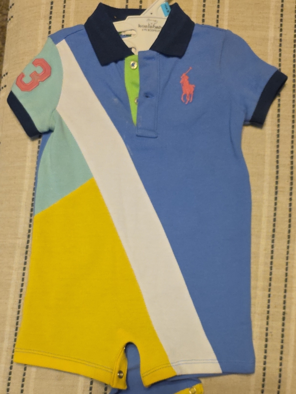 Ralph Lauren Blue Multi-Color Polo Romper